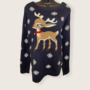 Rue 21 Rudolph Light Up Navy Cotton Holiday Sweater